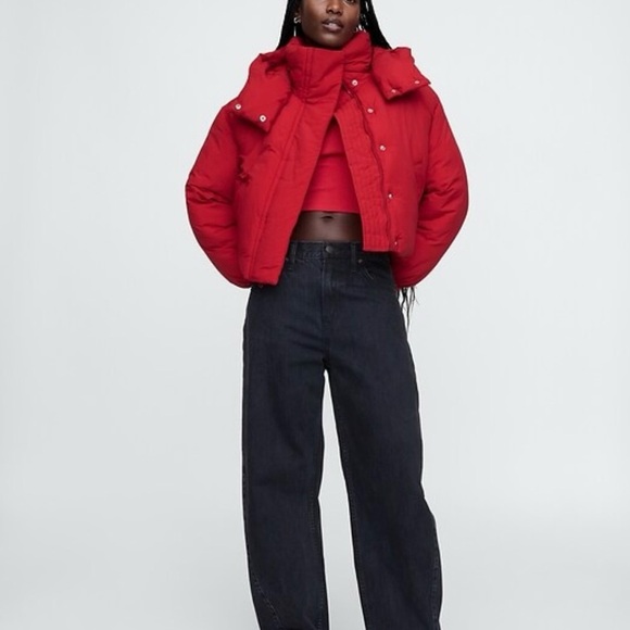 NWT GAP Red Puffer Jacket High
Collar Quilted 1 small petite - Picture 3 of 13